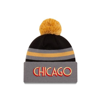 Sapca New Era Chicago Bulls NBA City Edition Pom Knit Beanie - Negrii